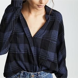 VINCE Plaid Blouse XXS